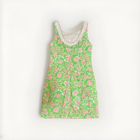 Lilly Pulitzer Sunnyside Lion Liz Shift Dress Sleeveless Pink Green Women's 4 - Picture 5 of 6